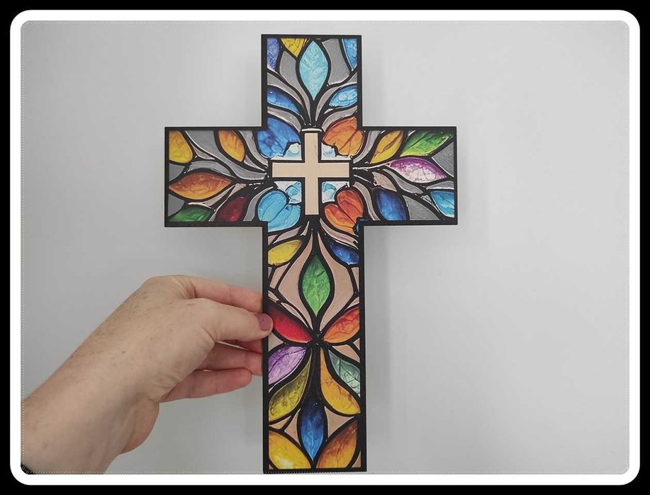 Drewniana dekoracja ścienna ozdoba religijna KRZYŻ