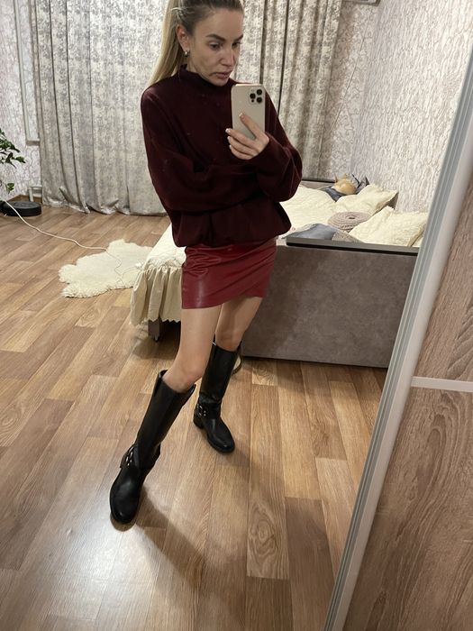 Кожаная стильная юбка