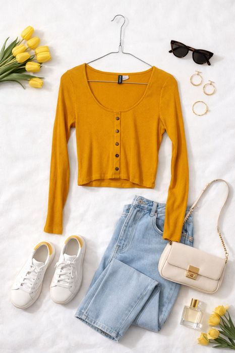 Żółta bluzka z guzikami M 38