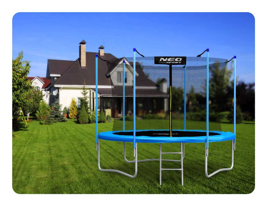 Trampolina Ogrodowa dla dzieci 252cm do ogrodu drabinka
