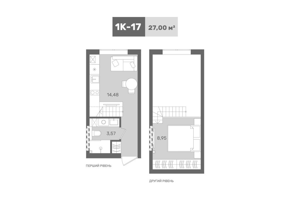 Продаж  1-к квартира 27м2 з 2-х ярусною спальнею в ЖК«Sanville Park»