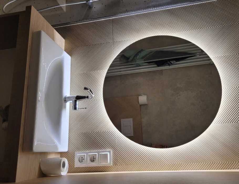 Nowe Lustro Okrągłe Led Podświetlane Łazienkowe Śr. 70cm Szlifowane