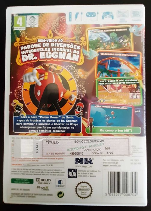 Wii JOGO - Sonic Colours