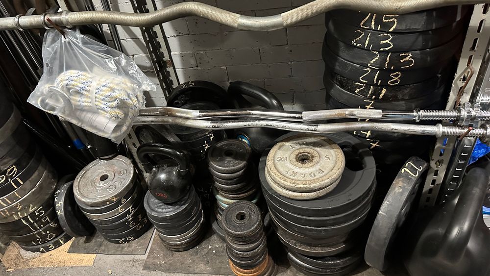 150kg obciążenie żeliwne hantle gryf łamany prosty siłownia