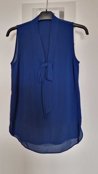 Blusa de alças com laço frontal, azul escuro, Primark, tamanho 34