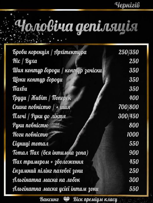 Професійна чоловіча депіляція, барбер, видалення волосся для чоловіків, інтимна стрижка, догляд, воскова депіляція, шугаринг, пілінг, маски, центр