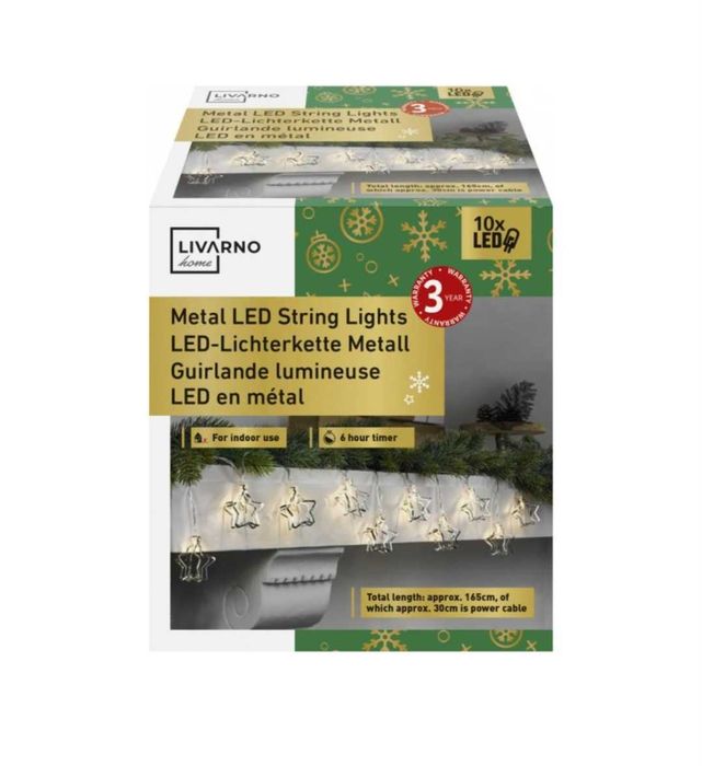 Girlanda świetlna led/ Metalowy łańcuch w kształcie gwiazdek