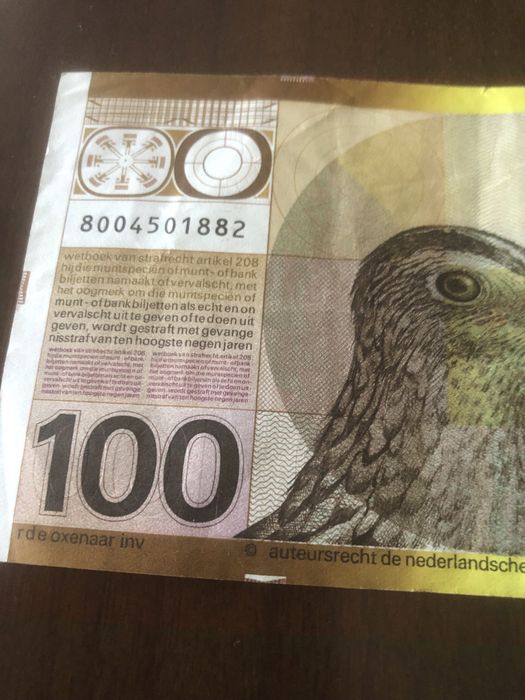 Nota de 100 forins holandesa em bom estado