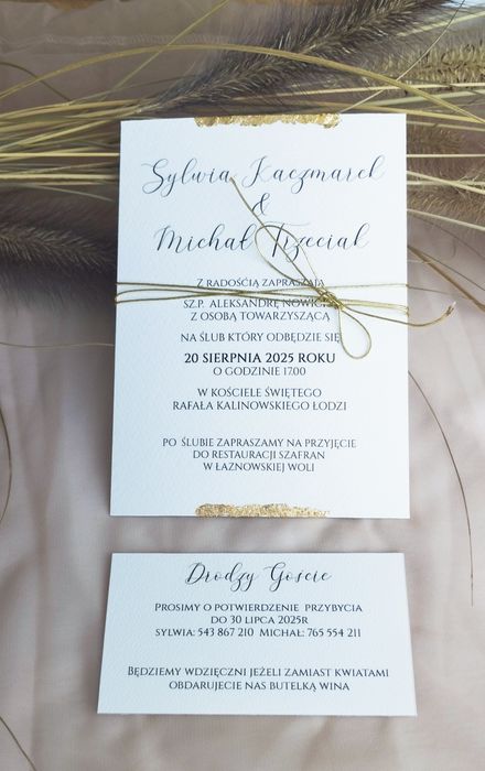 Zaproszenie na Ślub z złotem