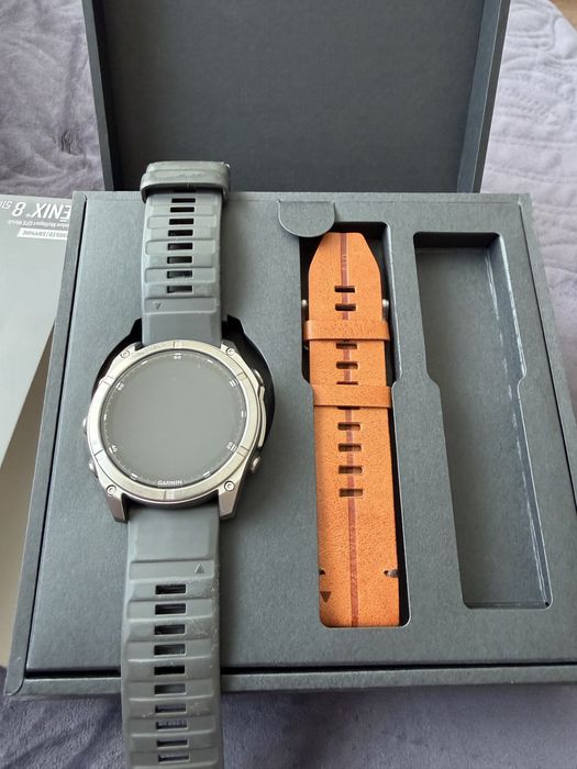 Смарт часы Garmin Fenix 8 51mm AMOLED Sapphire Titanium with Chestnut Leather Band