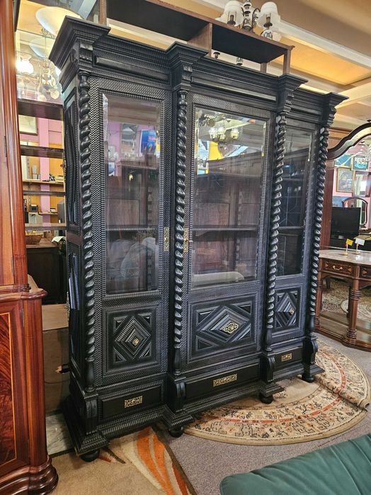 Livreiro antigo em madeira maciça - Muito bom estado geral