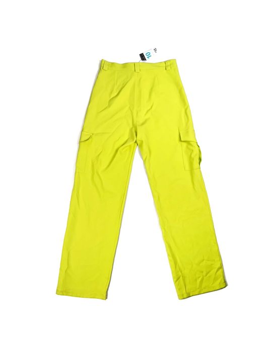 Nowe cienkie limonkowe spodnie damskie cargo wysoki stan Primark M/38
