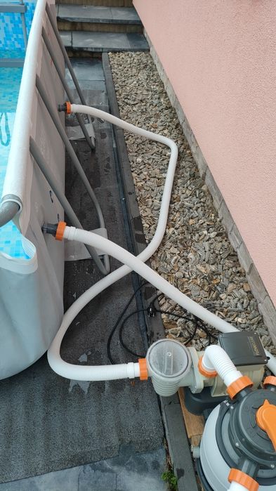 Zestaw Basen + pompa piaskowa + drabinka + odkurzacz basenowy + siatka