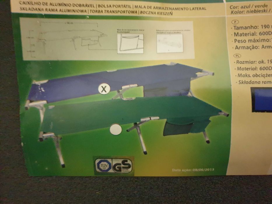 Cama Portátil Articulada Active Touch armação alumínio • 190x64x43 cm