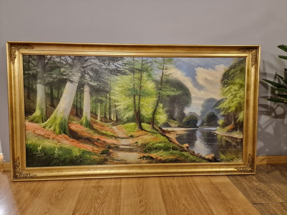 Obraz na płótnie ze złotą ramą Duńskiego artysty