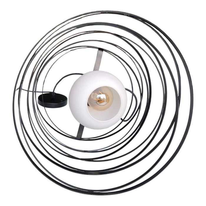 Candeeiro Suspenso Moderno – Aros Circulares em Metal Preto