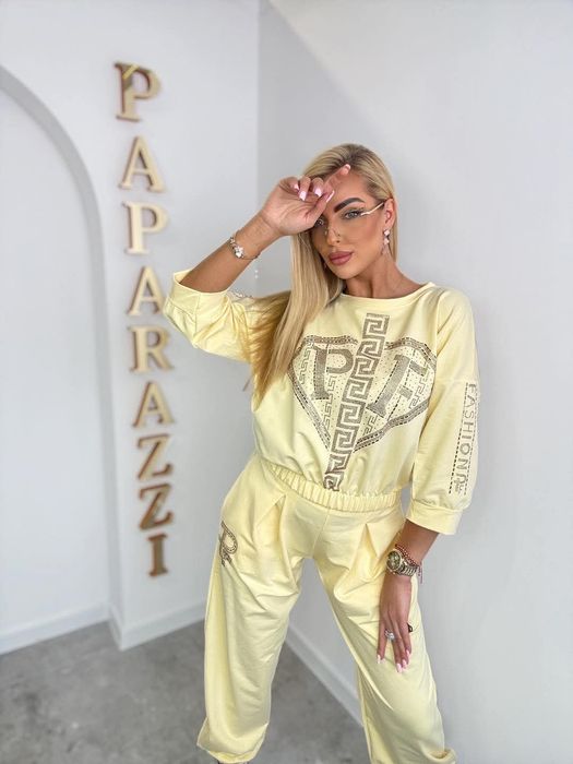 Elegancki komplet dres z cyrkoniami wiosenna  kolekcja paparazzi