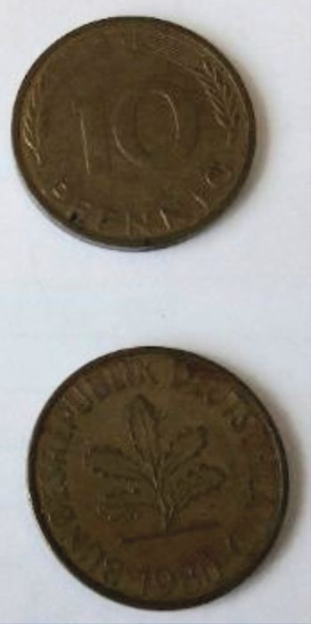 Marka niemiecka 1971 i 10 Pfenning 1980