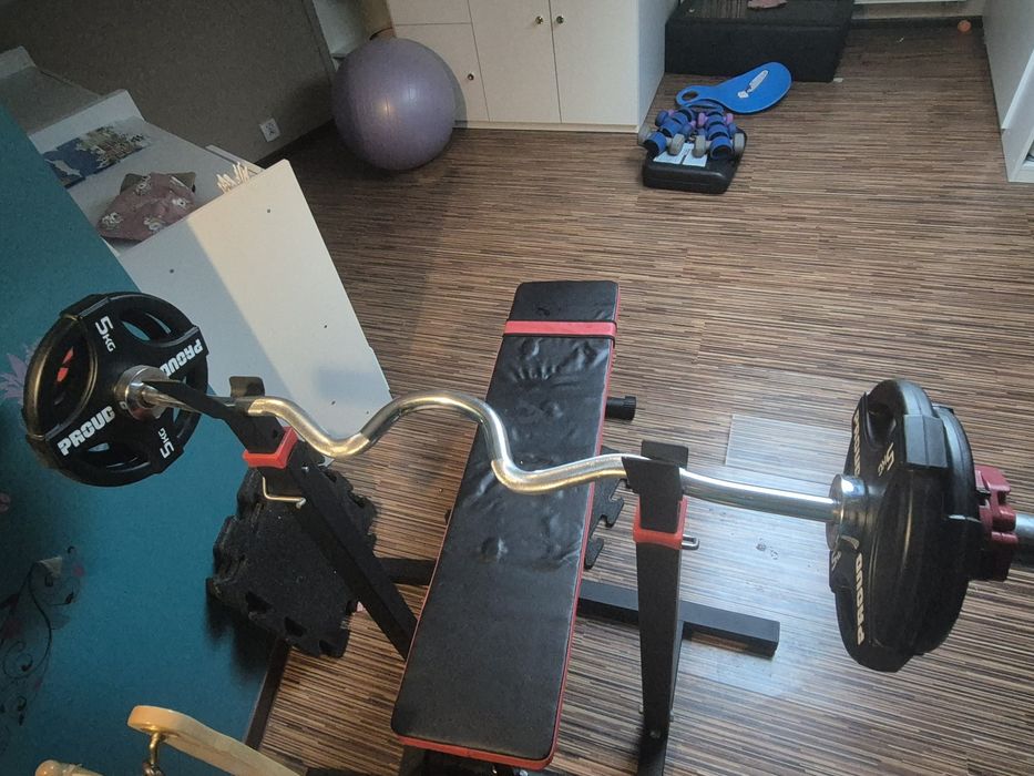 Zestaw gryf łamany olimpijski hantle PROUD