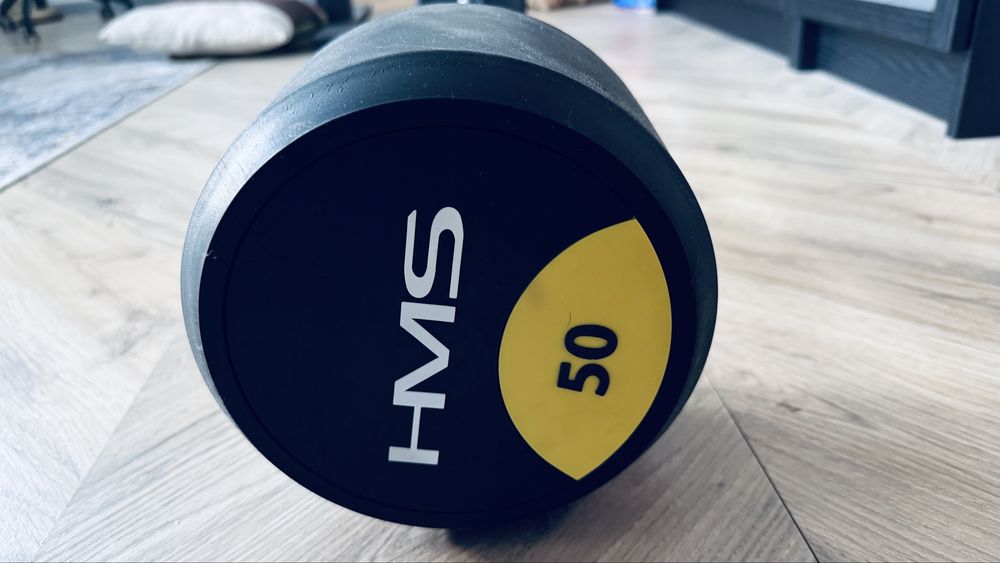Sztanga 50kg gumowana, gryf prosty HMS - jak nowa