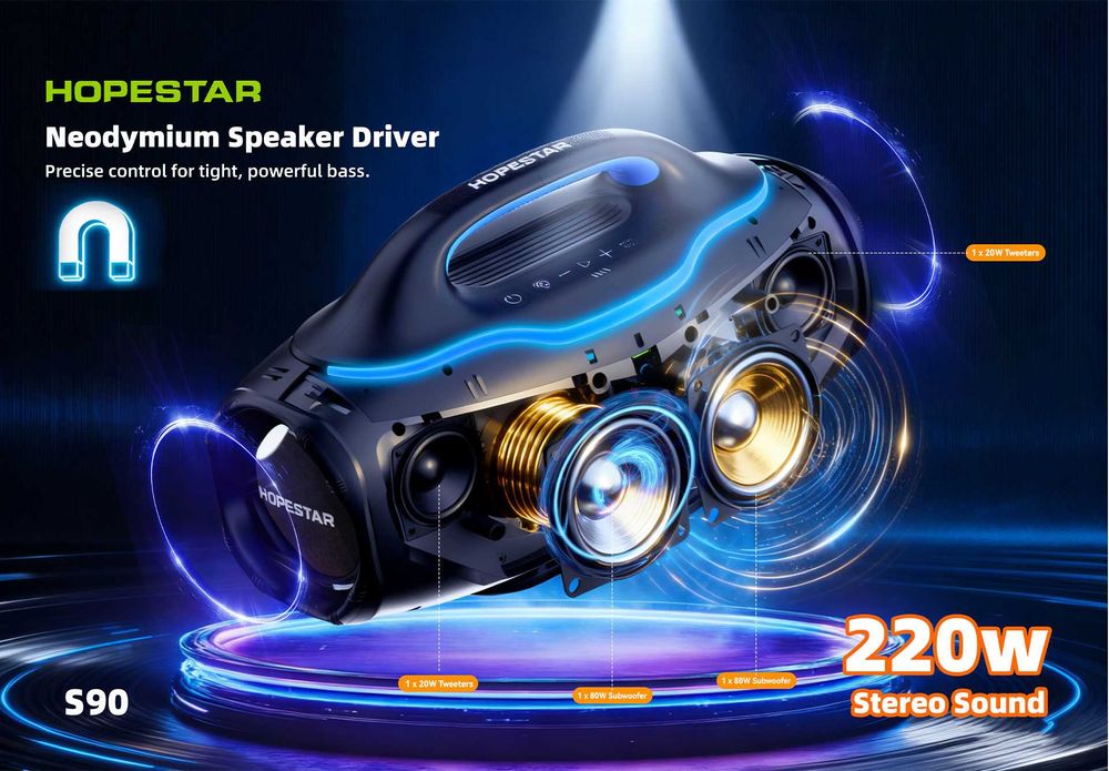 HOPESTAR S90 220W Bluetooth колонки (НОВІ) чорні