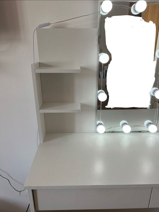 Toucador com luzes LED 96x40x142 cm branco vidaXL