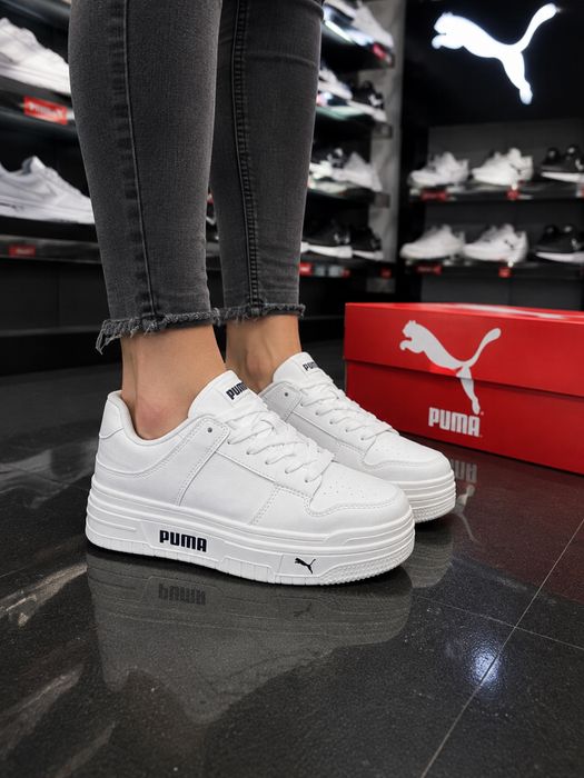 ЛЕТО !! Белые кроссовки Puma / женские кожаные кросовки / пума летние красовки на каждый день / Puma не дорого