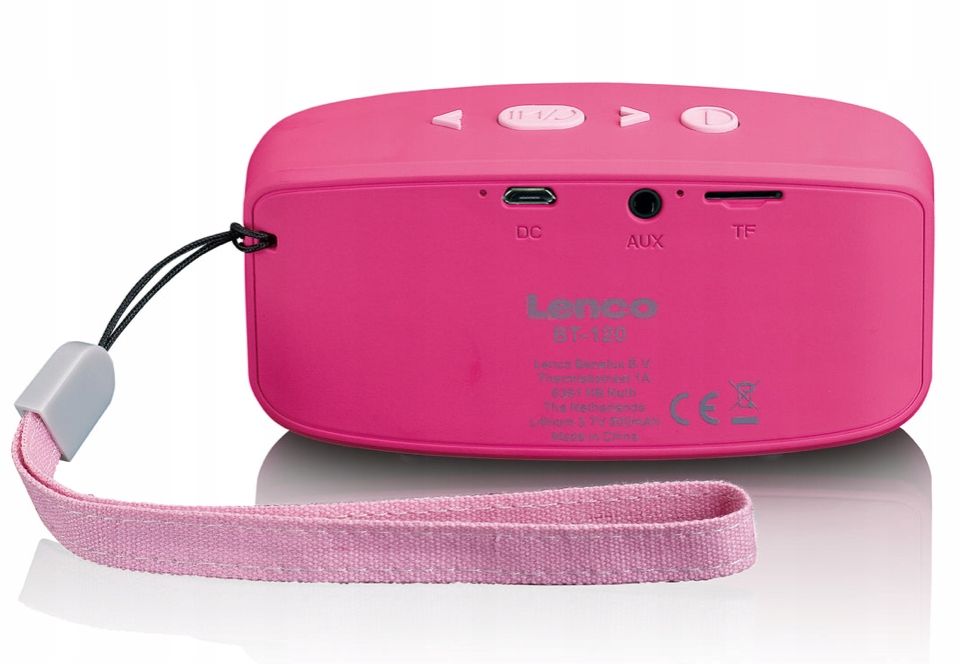 Głośnik przenośny BLUETOOTH o mocy wyjściowej 3W i pasek Różowy