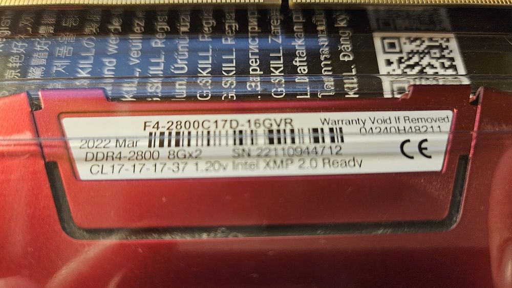 Memória RAM G-Skill 16Gb (8Gx2) C17D 2800MHz