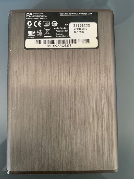 Disco Rígido Externo iOMEGA de 250 GB