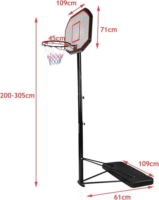 NOWY/WYSYŁKA kosz do koszykówki 305-200cm 3.05m profesjonalny SOLIDNY