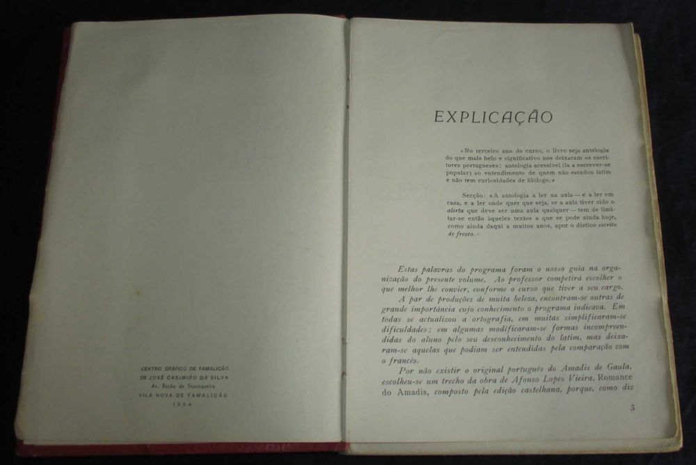 Livro Antologia da Literatura Portuguesa Helena Lousada 1954