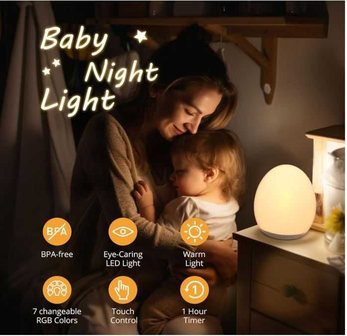 Dziecięca Lampka nocna LED akumulator JW-CL002 dotykowa zmiana kolorów