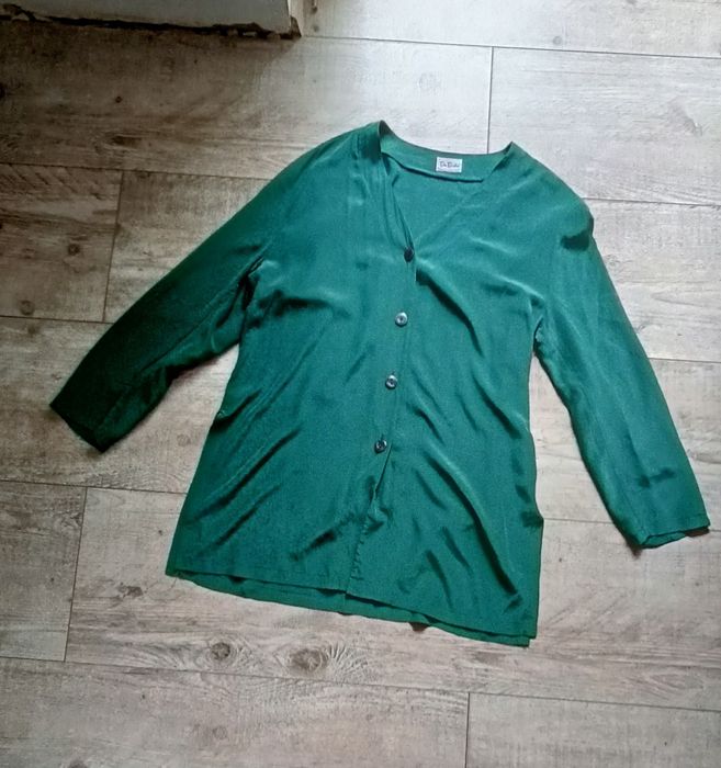 Koszula jedwab 100% silk butelkowa zieleń Betty barclay l