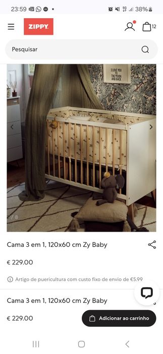 Berço - Cama 3 em 1, 120x60 cm Zy Baby com colchão