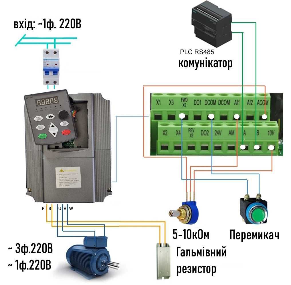 7,5кВт 220/220В (220/380) токарний станок фрезерний шпіндель частотник ...