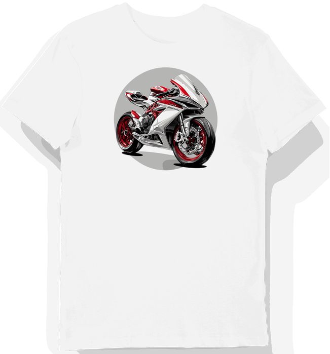 Koszulka męska biała z motywem dynamicznej MV Agusta F4 XL