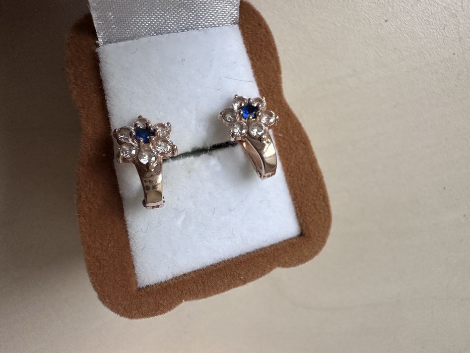 Серьги золото с фианитами детские