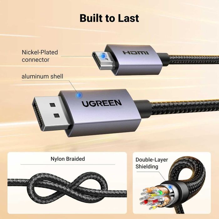 Кабель DisplayPort HDMI 4K 2м UGREEN для монітора ТВ проектора
