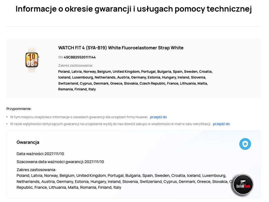 NIEUŻYWANY Huawei Watch Fit 4 Biały - WHITE - GPS - AMOLED - KPL.
