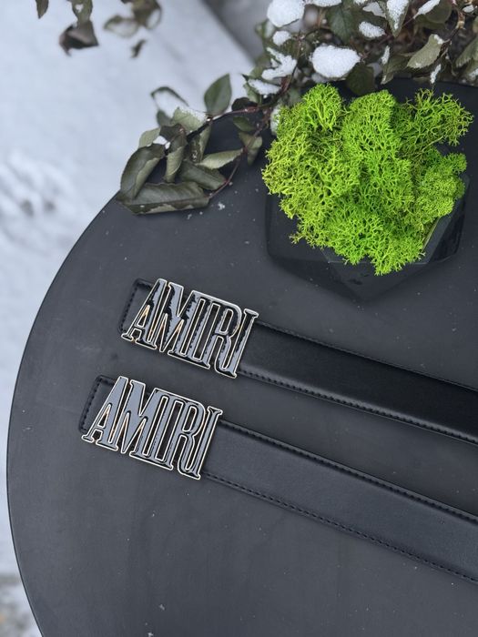 Ремінь Amiri чоловічий шкіряний чорний ремень Амири кожаный Амірі