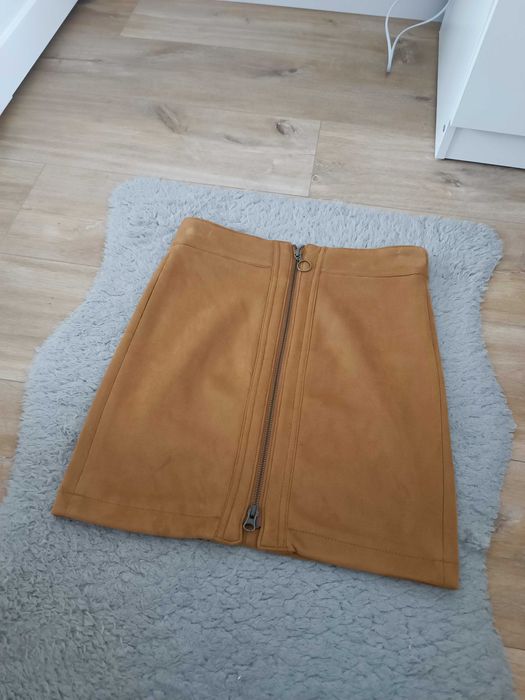 Spódniczka damska mini zamszowa brązowa r XS
