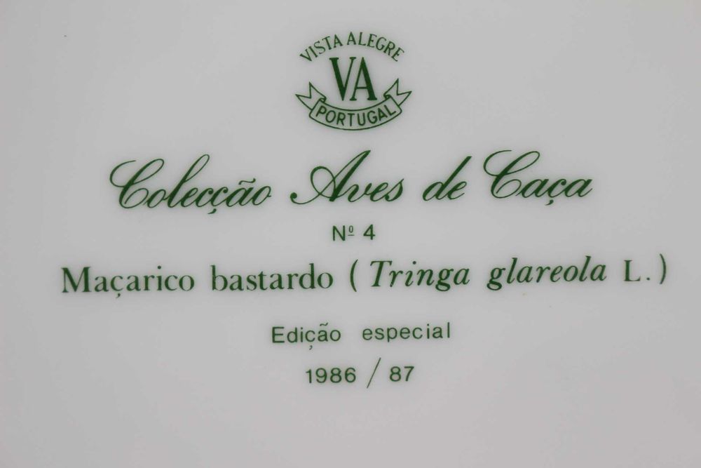Prato Coleção Aves de Caça 4 Maçarico Bastardo Edição Limitada 1986/87