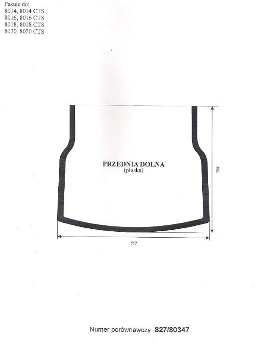 JCB szyba przednia 8014, 8014CTS, 8016, 8016CTS, 8018, 8018CTS, 8020