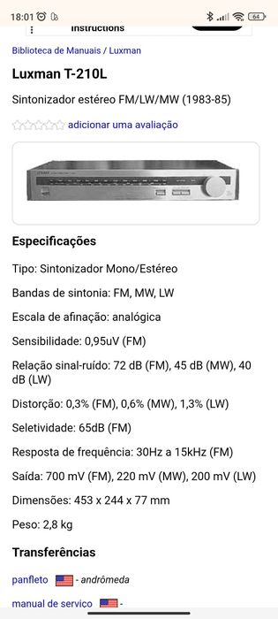 Radio sintonizador Luxman T-210L