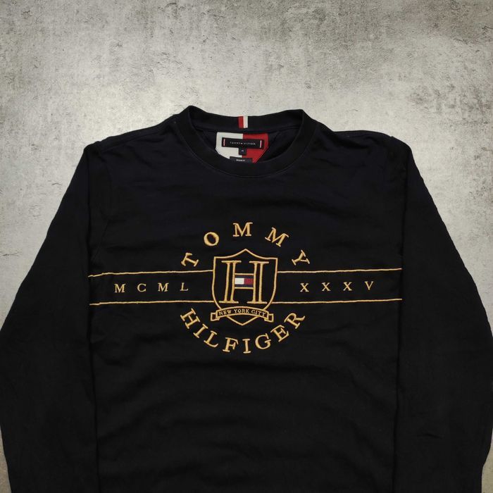 MĘSKA Bluza Bawełna PREMIUM Granatowa Logo Haft Tommy Hilfiger Classic