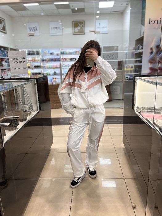 Спортивний костюм рожевий з білим, плащівка канада 46-48