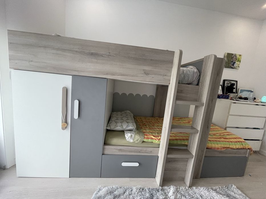 Beliche infantil com arrumação – 2 camas 90x190 cm