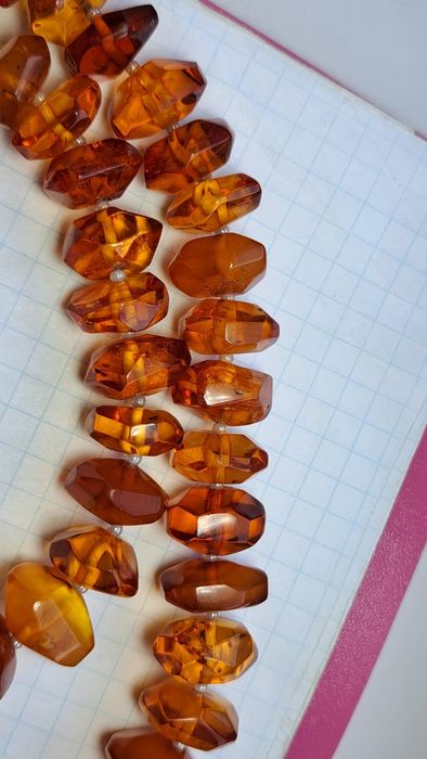 Бусы янтарь натуральный граненый 81,9 грамм, 76 см