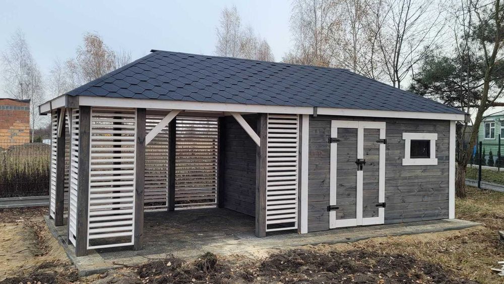 Domek Narzędziowy z Altaną VIOLA 7x3 domek altanka DREWNOTRIK.PL